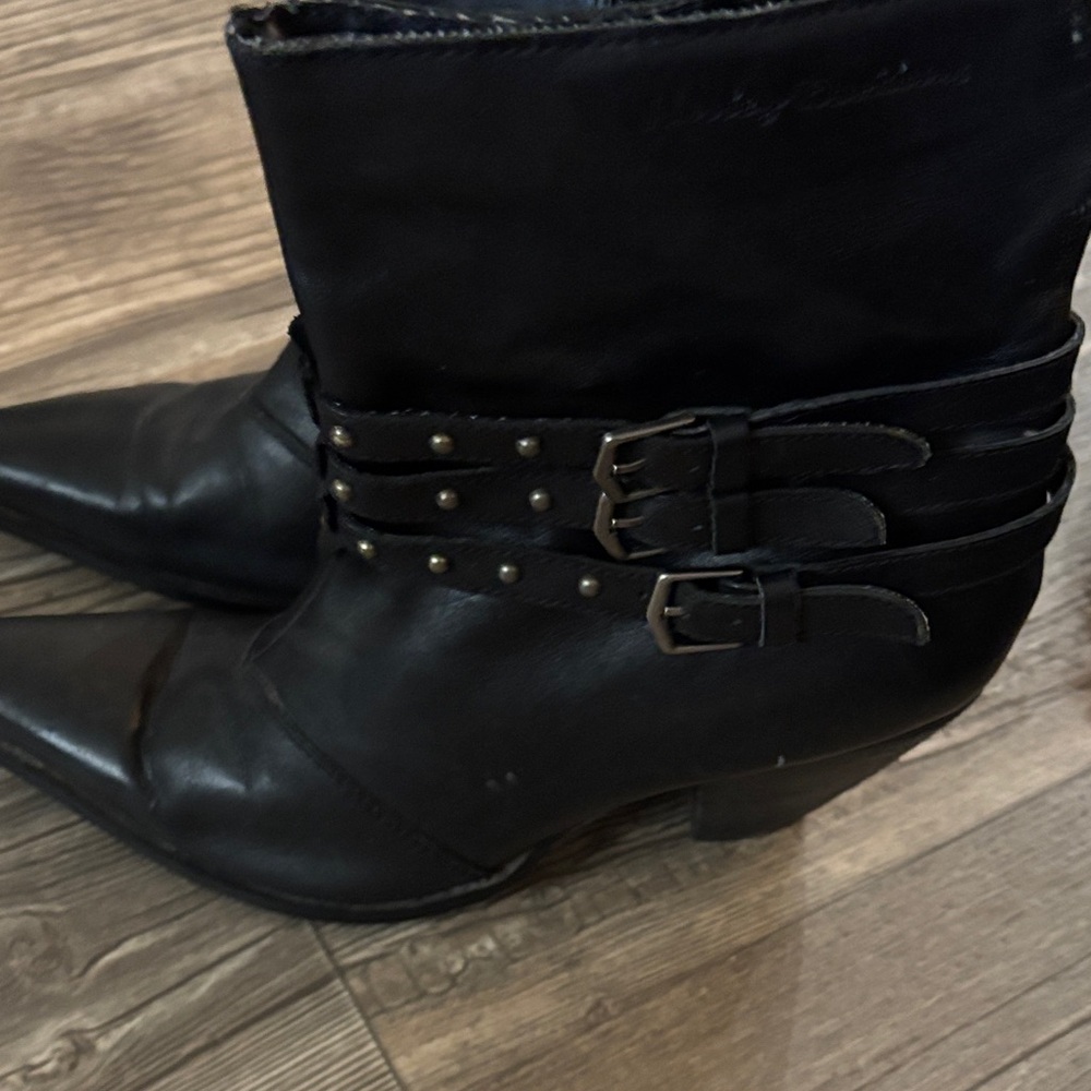 Harley-Davidson Black Heeled Boots with Buckle Detail